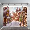 15x10ft Christmas Gingerbread House Backdrop Winter Snow Candy Home Xmas Tree Street Scene Background Birthday Baby Shower Party Supplies Decor Kids Adult Photography Photo Studio Props view 3