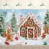 12x8ft Christmas Gingerbread House Backdrop Winter Snow Candy Canes Gingerbread Man Forest Background Birthday Baby Shower Party Supplies Decor Kids Adult Photography Photo Studio Props view 1