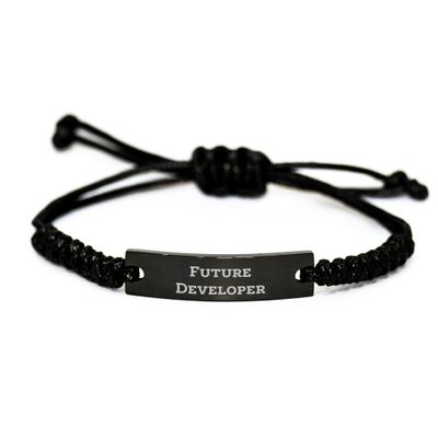 AddictiveDesignsCo Developer Gifts from Friends: Inspirational Rope Bracelet for Future Developers, Adjustable and Engraved, Christmas Unique Gifts
