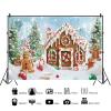 10x6.5ft Christmas Gingerbread House Backdrop Winter Snow Candy Canes Gingerbread Man Forest Background Birthday Baby Shower Party Supplies Decor Kids Adult Photography Photo Studio Props view 2