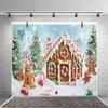 10x6.5ft Christmas Gingerbread House Backdrop Winter Snow Candy Canes Gingerbread Man Forest Background Birthday Baby Shower Party Supplies Decor Kids Adult Photography Photo Studio Props view 3