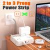2 Prong Power Strip, WRXDMC 2 Prong to 3 Prong Outlet Adapter, 1400J Two Prong Surge Protector, 5ft Braided Extension Cord with Thin Flat Polarized Plug, 8 AC&4 USB, Wall Mountable for Old House view 2