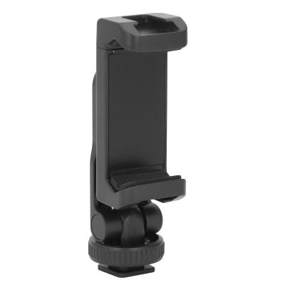 Cuifati Phone Tripod Holder Stand Adapter Dual Cold Shoe for Microphone Fill Light Camera, 1/4in Thread, Wide Compatibility, Adjust Angle, V Shape Rubber Groove Design