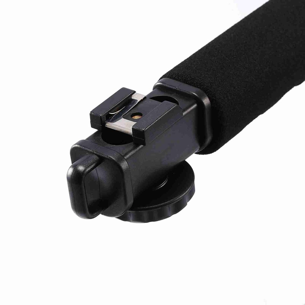 Black Video Camera Stabilizing Handle for Action Shots with Shoe Mount for Mic and Light Skateboarding, Extreme Sports