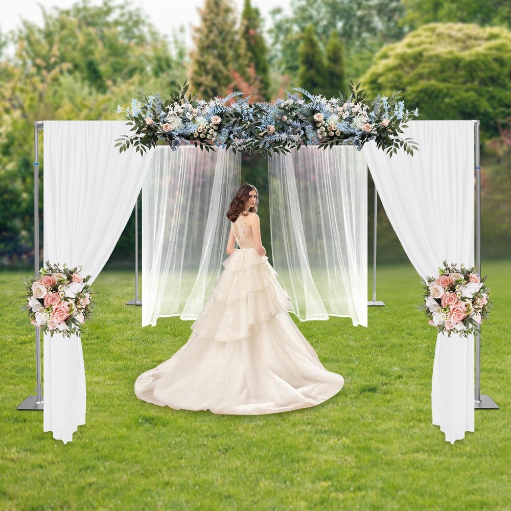 10ft Adjustable Height Wedding Photo Booth, Outdoor Wedding Canopy Chuppah Mandap for Wedding Photography Show Party-Hardware Kit