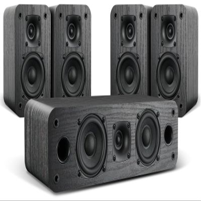 Saiyin 5.0 Home Theater System, 100w HiFi Surround Sound Speakers with Stereo Surround Sound and Classic Rretro Wood Grain for TV/PC, Passive, Amplifier or Receiver Required, Cable Not Included