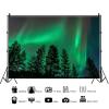 20x10ft Forest Backdrop Woodland Night Photography Background Green Aurora Backdrop Night Jungle Natural Landscape Background Decorations for Kids Adult Outdoor Adventure Photo Shot Props view 3