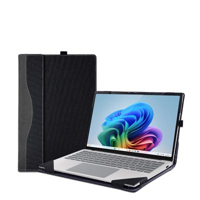 13.8 inch Laptop Case Cover for Microsoft Surface Laptop 7,PU Leather Notebook PC Separable Protection Sleeve with Pen Holder (Dark Grey, 13.8 inch)