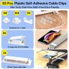[313Pcs] Cable Management Kit, 67 Adhesive Cable Clips, Topavatop Desk Cord Organizer, 22 Reusable Cable Strap, 4 Cable Sleeve Split, 200 Nylon Cable Zip Ties with 20 Mounts for TV Office Home, White view 2