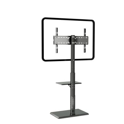 Afaloona Universal Floor TV Stand, TV Floor Mount Stand with Power Outlet & Removable Shelf for 32-75 inch TV up to 110 lbs, Swivel and Height Adjustable Tall TV Stand for Bedroom(TCP01-2-M-A01)