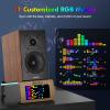 SIMCFUN Desktop RGB Tilt Speaker Stands with Dynamic LED Spectrum Analyzer-Vibration Absorption Pad-Small and Medium Bookshelf/Computer Speakers  Adjustable Light Modes Music Spectrum view 3