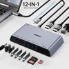 BENFEI DisplayLink 12-in-1 USB 3.0 Universal Docking Station with Dual HDMI Display/6*USB Ports/SD/TF Card Reader/Gigabit Ethernet Network/3.5mm Female Headphone Jack Compatible with Windows and Mac view 2