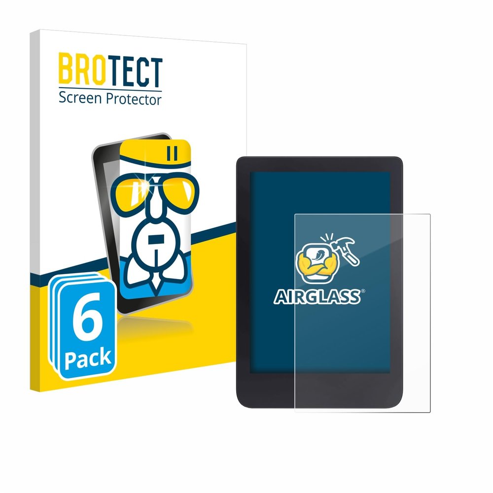 brotect Glass Screen Protector Film Compatible with Tolino Shine 3 (6 Pack) - Glass-Foil 9H Protection [Scratch Resistant, High Clarity]