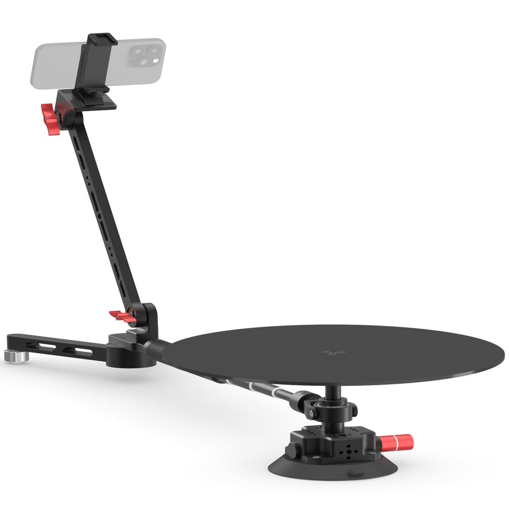 360 Spinning Camera rig, 360 Degree Spinner with 43.3in Extension Poles Professional Photography Turntable Rotating Camera Slider 360 Rotating Shooting Suction Cup Base with Multiple Interfaces
