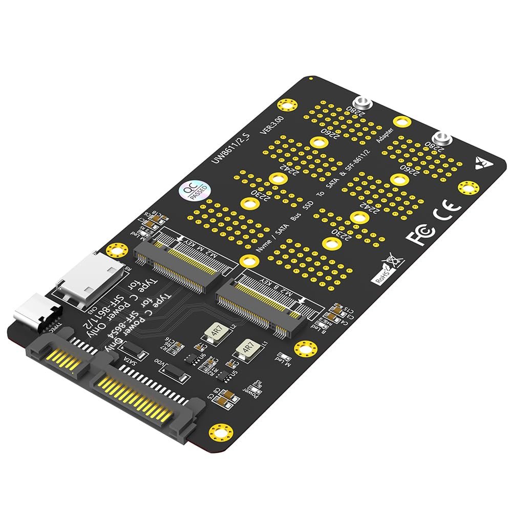2 in 1 Combo M.2(NGFF) NVMe SSD/SATA-Bus SSD to SFF-8611/8612 and SATA Adapter