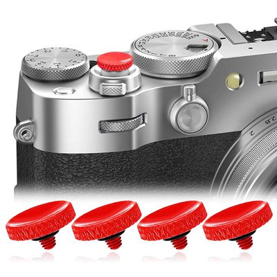 Camear Shutter Button Metal Brass Knurled Soft Shutter Release Button Camera Button for Better Balance and Grip (Red)