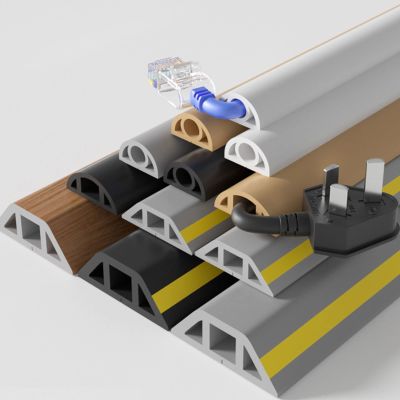 3.2ft Cord Cover Floor, Overfloor Cord Protector, Floor Cable Cover Adhesive Cord Management, Cable Grip, Cord Concealer, Cable Hider Raceway, Extension Cord Cover Prevent Cable Trips & Protect Wires(