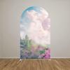 Aerdce Castle Theme Arch Backdrop Cover Chiara Backdrops Stretchy Arched Stands Covers for Princess Birthday Party Fairy Tale and Fantasy Events Decoration(Only Cover) view 1