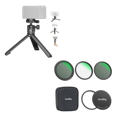 Bundle: SmallRig Portable Mini Desktop Tripod 4630+ SmallRig 5-in-1 Magnetic 67mm Lens Filter Kit: VND + CPL + Black Mist 1/4 + Threaded Adapter Ring + Magnetic Lens Cover 4726