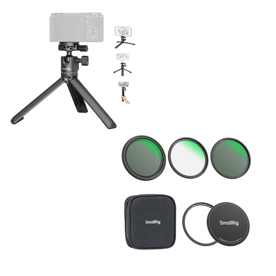 Bundle: SmallRig Portable Mini Desktop Tripod 4630+ SmallRig 5-in-1 Magnetic 67mm Lens Filter Kit: VND + CPL + Black Mist 1/4 + Threaded Adapter Ring + Magnetic Lens Cover 4726