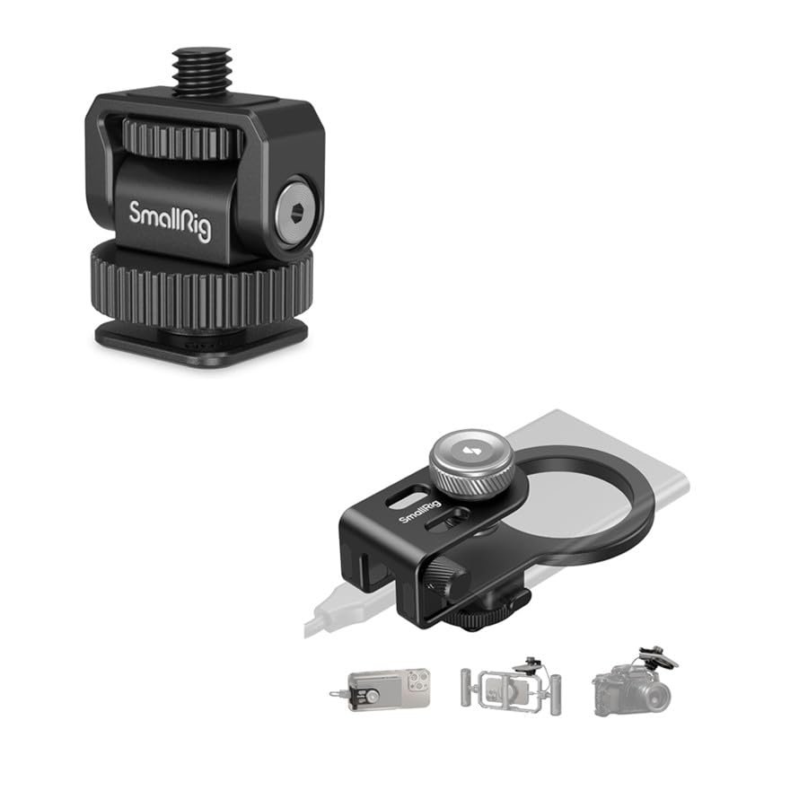 Bundle: SmallRig 1/4" Mini Ball Head Cold Shoe Mount Adapter 3577+ SMALLRIG SSD Holder 2-in-1 SSD Mount Bracket for MagSafe with Cold Shoe Cable Clamp 4779