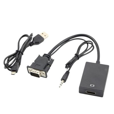 1080P Full HD VGA to HDMI-Compatible HD Converter Adapter Cable with Audio and USB Power Supply with Micro USB Charging Port
