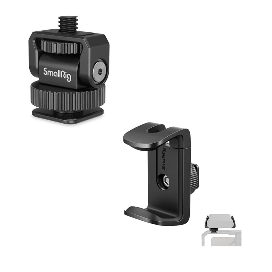 Bundle: SmallRig 1/4" Mini Ball Head Cold Shoe Mount Adapter with 1/4"-20 Thread 3577+ SMALLRIG Power Bank Holder with Cold Shoe Mount 4600