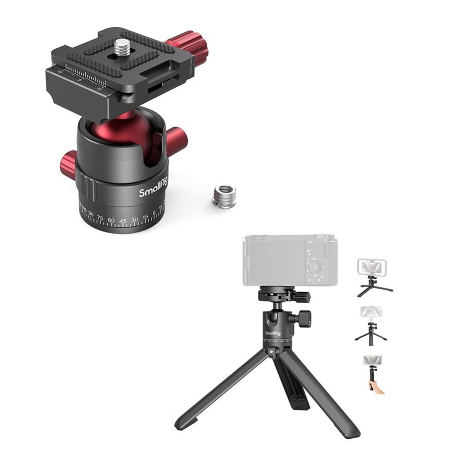 Bundle: SmallRig Tripod Ball Head 360 Degree Rotating Panoramic Ballhead 3034+ SmallRig Portable Mini Desktop Tripod 4630