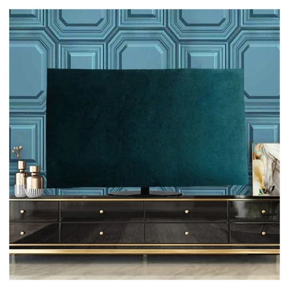HDNSAUD TV Cover Velvet Fabric TV Cover 43inches 55 Inches 65 Inches Hanging TV Cover Dust Cover Desktop(Velvet Dark Green,50 inches)
