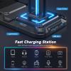 KDD Headset Stand with Charging Station - Detachable Controller Holder with 9 Light Modes - Rotatable Headphone Hanger with USB A&C Charger Ports - Earphone Hook for PC Gaming Accessories Storage view 3