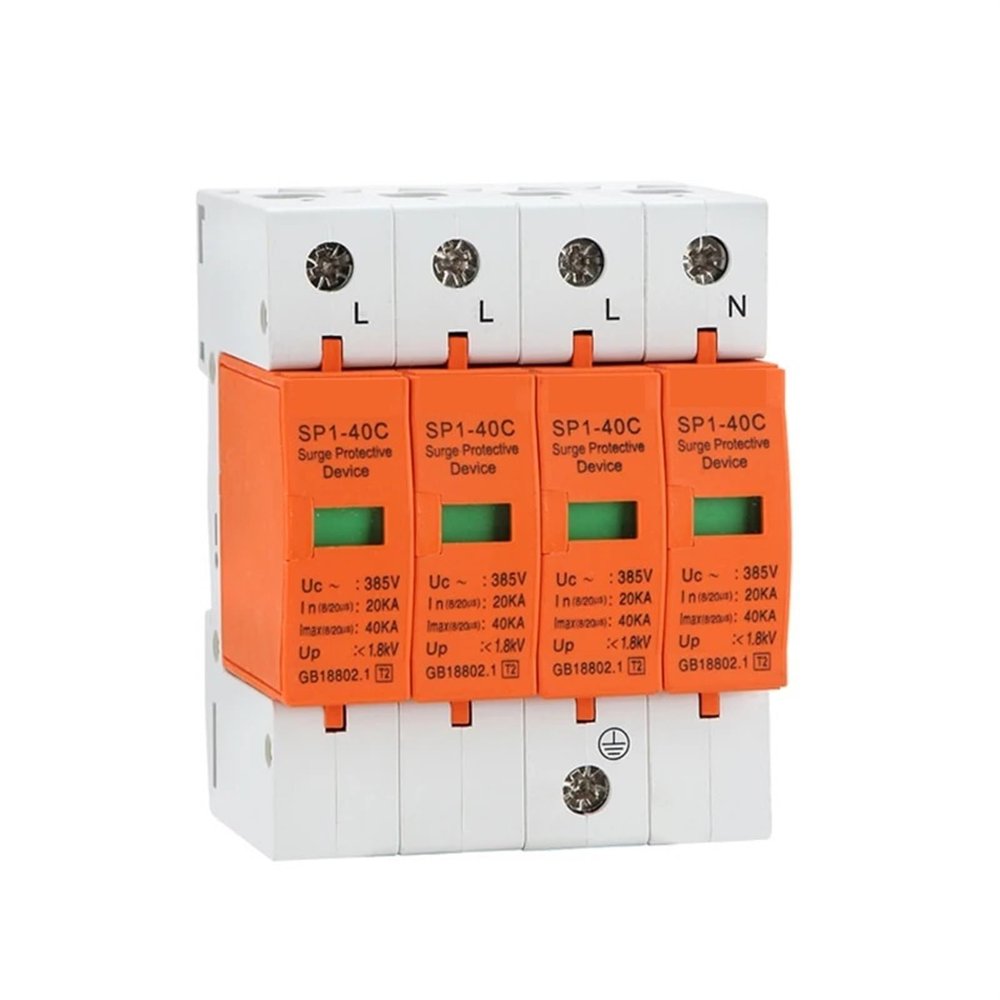 AC SP1 Surge Protective Device 2P SPD Arrester Low Voltage House 1/2 Pole Surge Protection AC385V 20ka~40KA 60KA 80KA 100KA 1Pcs(Orange,AC385V_60-100KA_2P)