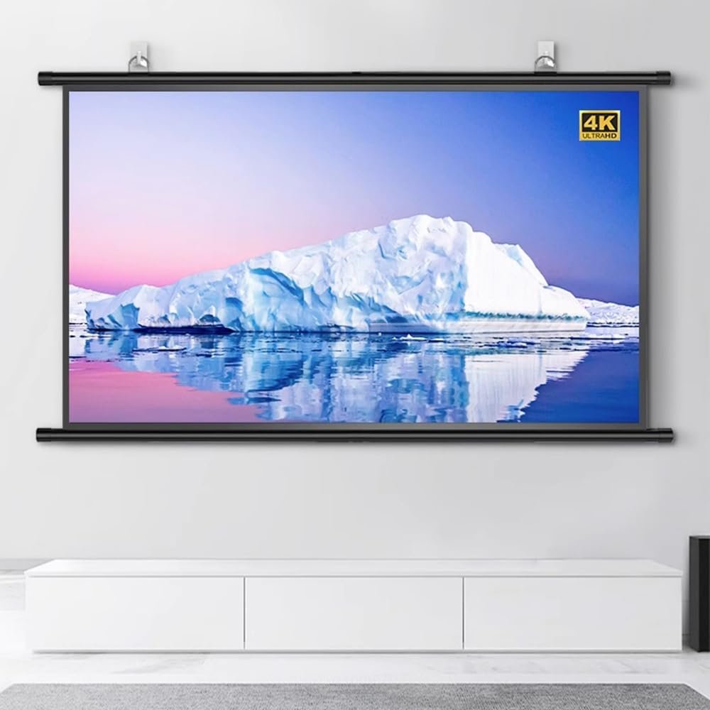 GSKDZG Wall Mounted Projector Screen 30" 40" 50" 60" 72" Manual Pull Down Projection Screen 4K HD Home Theater Movie Screen for Home Office Outdoor Indoor(40 Inch (16:9))
