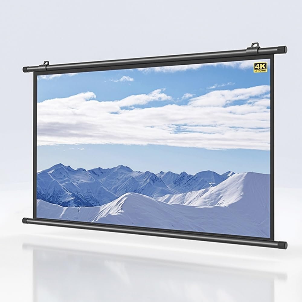 GSKDZG 50 Inch 60 Inch 72 Inch Projector Screen Manual Pull Down Projection Screen 4K HD Home Theater Movie Screen for Indoor Outdoor Office Travel(30 Inch (4:3))