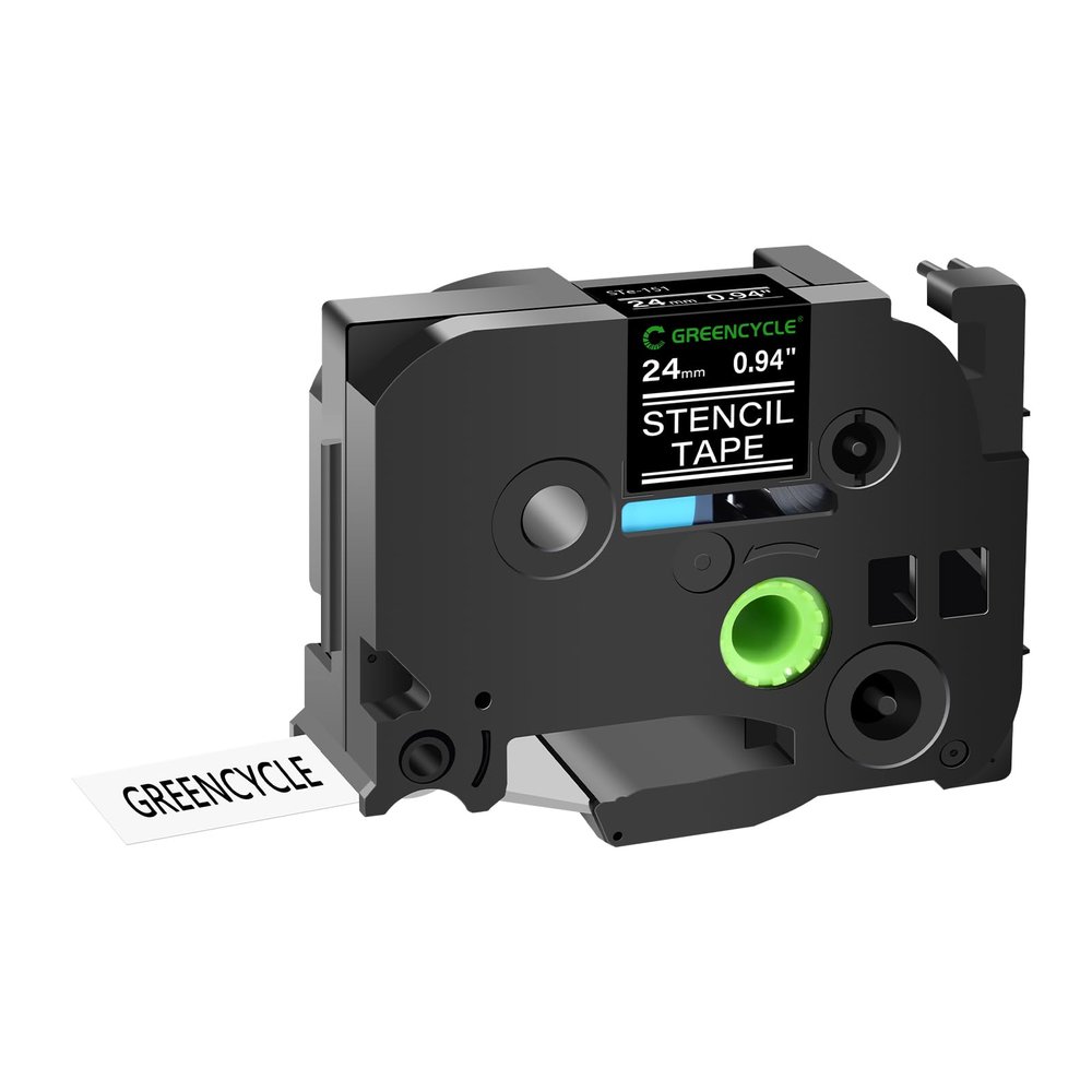 GREENCYCLE 100 Pack Compatible for Brother STE Black on Clear Label Tape STe-151 ST151 1" (24mm) x 9.8 ft (3m) Mobile Solution Stencil Tape for PT-E550W PT-E550WVP PT-H500LI PT-P700
