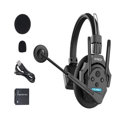 SYNCO XTalk XPro Wireless Intercom Headset with Antenna Enhanced Signal Reception 2.4GHz Full Duplex Random Master Device Design for Team Communication Headset (Xpro1 One User)