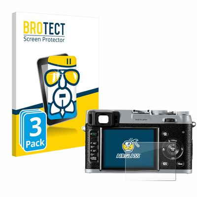 brotect Glass Screen Protector Film Compatible with Fujifilm FinePix X100 (3 Pack) - Glass-Foil 9H Protection [Scratch Resistant, High Clarity]