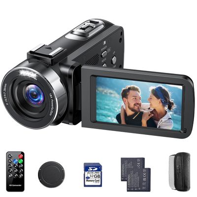 CAMWORLD 4K Video Camera Camcorder 42MP YouTube Vlogging Camera 18X Digital Zoom Webcam 3.0 Inch 270 Degree Rotation Screen Camcorders with 32G SD Card and 2 Batteries Recording While Charging