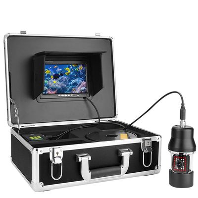 KJLYLPP Underwater Fish Finder, 9 Inch Portable Fishing Camera with 38 Adjustable IR & White LED Lights, 1200TVL, with Water Temperature/Depth Measurement (50M)