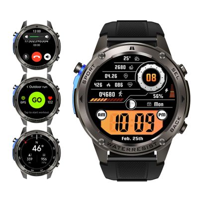 2025 GPS Smartwatches, 1.43 AMOLED Always-On Display, 50M Swimming Waterproof, 170+ Sports Mode, 500mAh Battery, Make&Answer Call Smart Watches for Man, Fitness Watches for iOS and Android (Black)