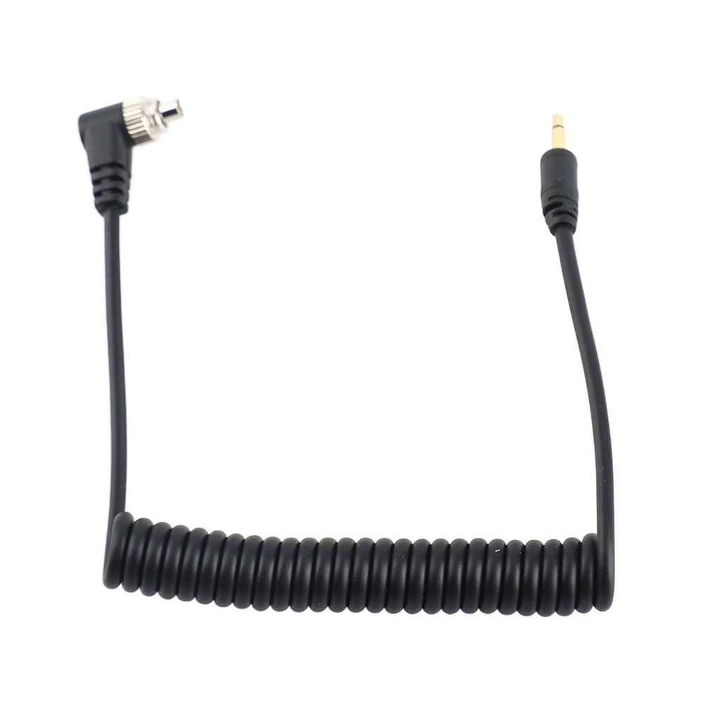 Flash Sync Cable, 2.5mm to Male PC Sync Cord with Screw Lock, 100cm Coiled Wire for Cameras, and Flash Triggers