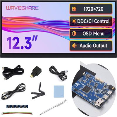 12.3inch Capacitive Touch Display, In-Cell Technology, 1920x720 High Resolution, Full Color, Supports Raspberry Pi OS/Ubuntu/Kali/Retropie, Supports Windows 11/10/8.1/8/7 (12.3inch 1920x720 LCD)