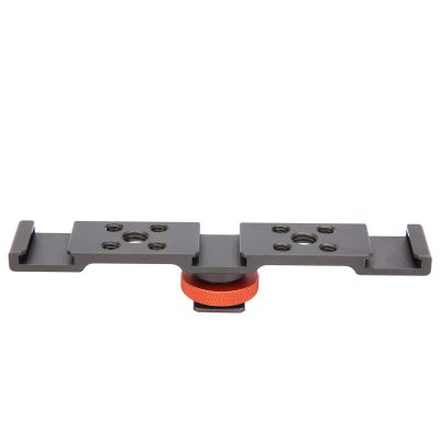 QANYEGN Hot Shoe Mount Adapter, Triple Hot Shoe Mount Plate Bracket, Hot Shoe Extension Flash Bracket for Camera Mobile Phone (Gray)