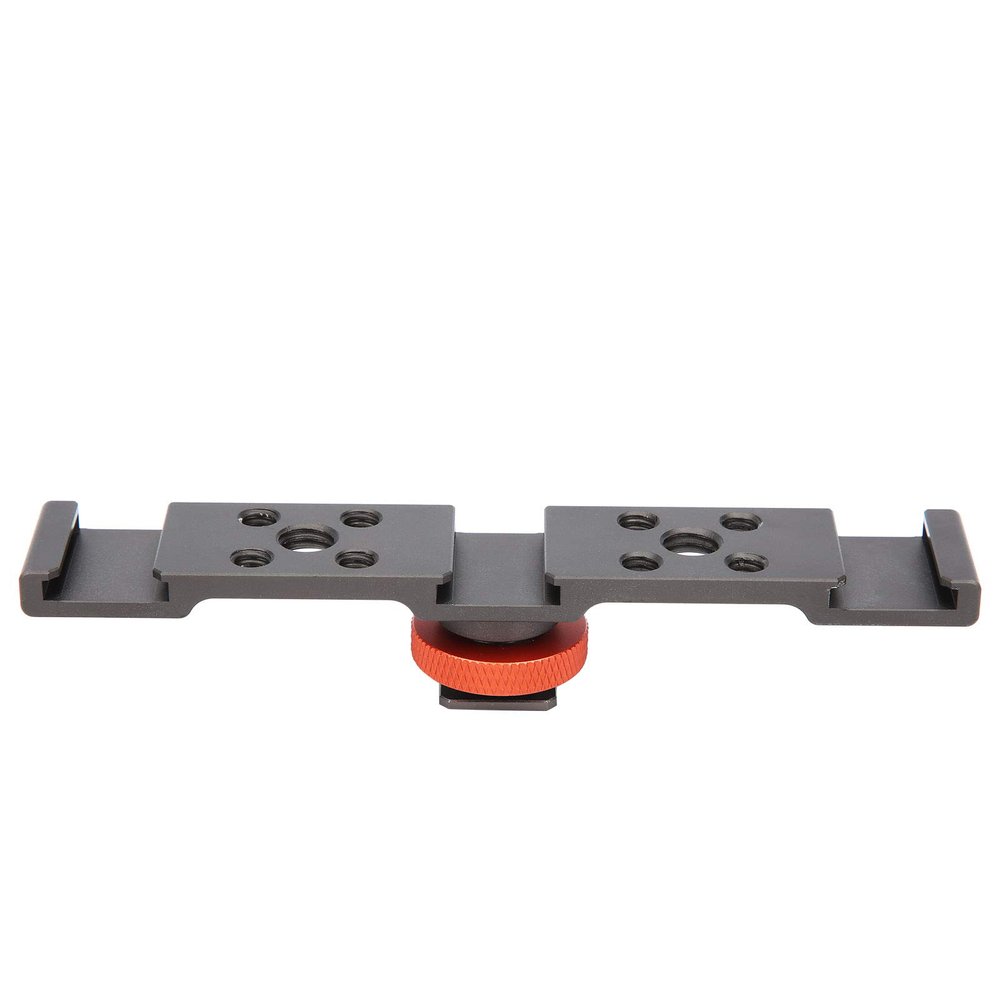 QANYEGN Hot Shoe Mount Adapter, Triple Hot Shoe Mount Plate Bracket, Hot Shoe Extension Flash Bracket for Camera Mobile Phone (Gray)