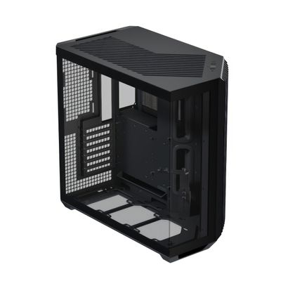 APNX V1 Dual-Chamber ATX Mid-Tower Airflow PC Case, Panoramic Glass Panels, 10 Fan Slots, 360mm Radiator Support, Front Angular Intake 16cmx2 Fan Bracket, GPU Mount, Cable Management, Type-C, Black