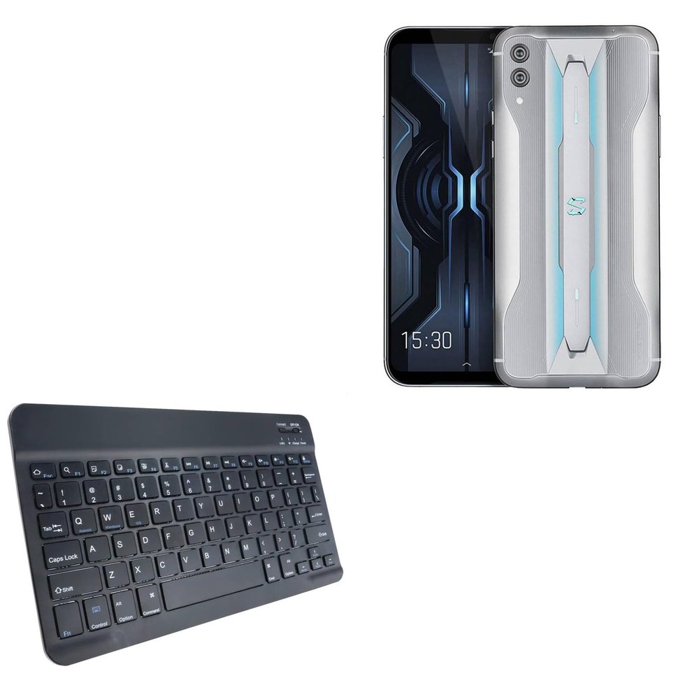 BoxWave Keyboard Compatible with Black Shark 2 Pro - SlimKeys Bluetooth Keyboard, Portable Thin with Chiclet-Style Keys - Jet Black