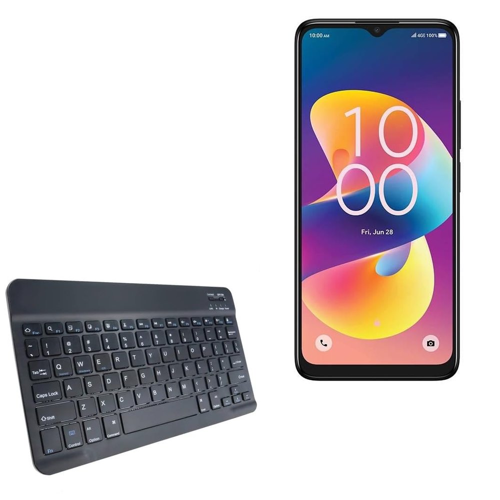 BoxWave Keyboard Compatible with TCL 50 LE - SlimKeys Bluetooth Keyboard, Portable Thin with Chiclet-Style Keys - Jet Black