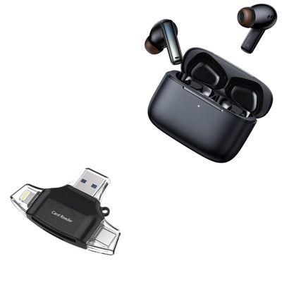 BoxWave Smart Gadget Compatible with Baseus Bowie M2 Plus - AllReader SD Card Reader, microSD Card Reader SD Compact USB - Jet Black