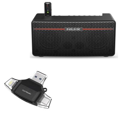BoxWave Smart Gadget Compatible with NUX Mighty Space - AllReader SD Card Reader, microSD Card Reader SD Compact USB - Jet Black