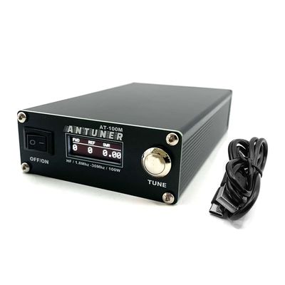 AT100M Antenna Tuner 1.8-30MHz Mini Automatic Antenna Tuner with 0.96 Inch Display Screen for Radio Stations and Antennas