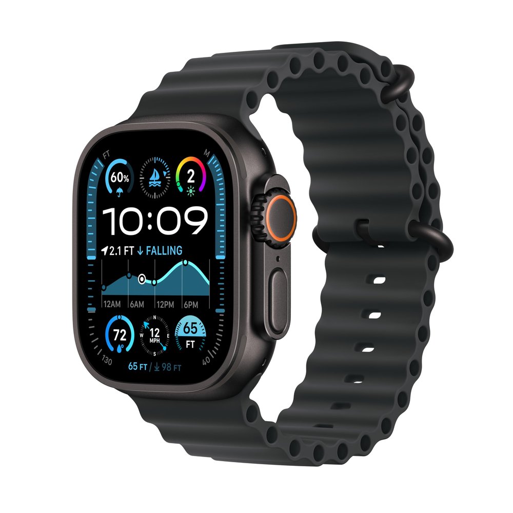 Apple Watch Ultra 2 [GPS + Cellular 49mm] Smartwatch, Sport Watch with Black Titanium Case with Black Ocean Band. Fitness Tracker, Precision GPS, Action Button, Extra-Long Battery Life